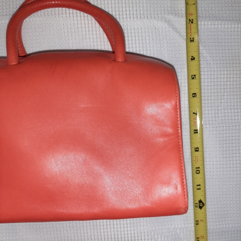 Saks Fifth Avenue, Orange Leather Small Handbag - Picture 5 of 11
